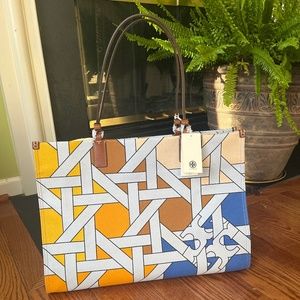 COPY - Tory Burch Ella Canvas Basketweave Tote